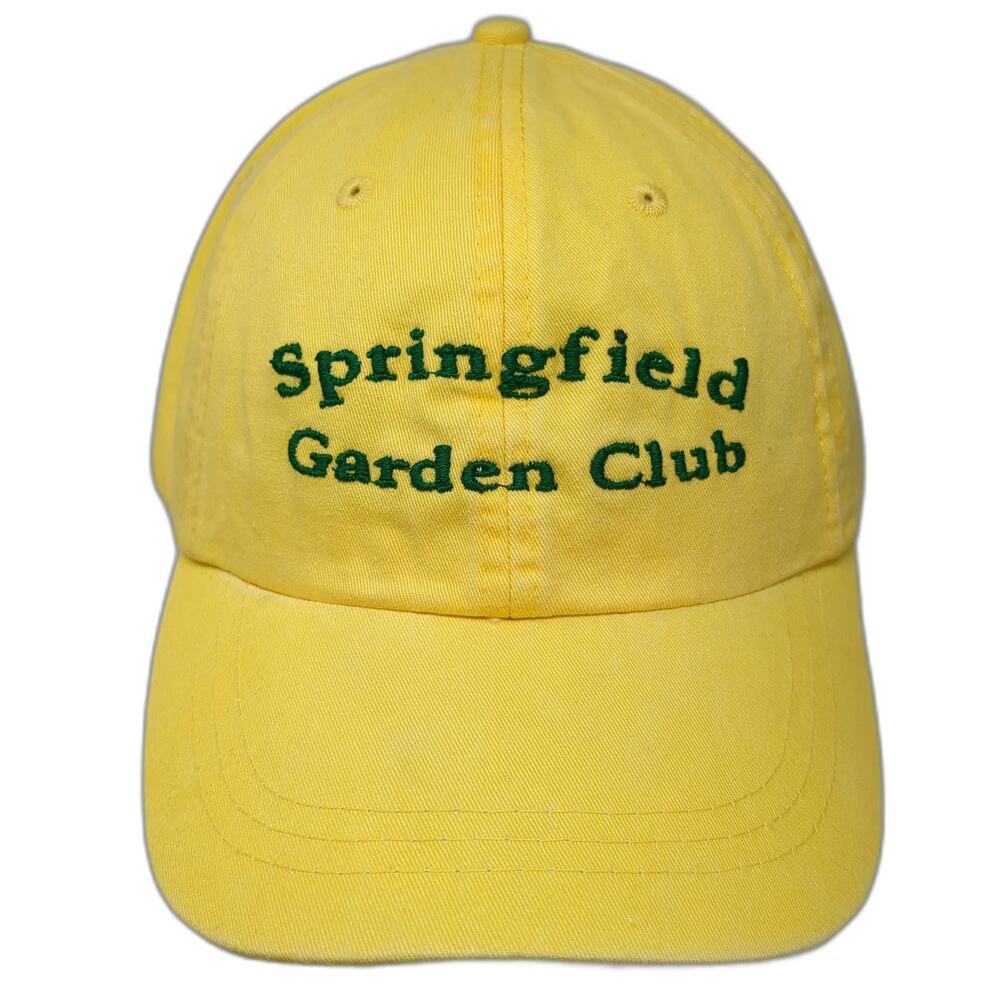 Adams Baseball Cap Yellow One Size Leather Strap Embroidered Garden Club Hat